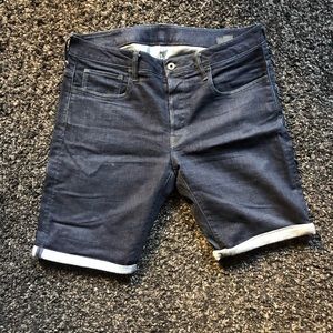 G star dark blue denim shorts